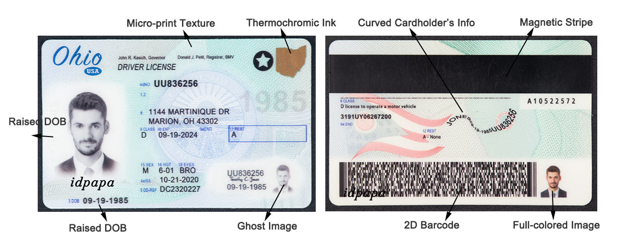 Ohio fake-id front and  back